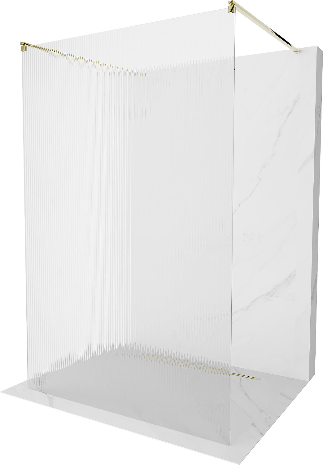 Mexen Kioto ścianka prysznicowa wolnostojąca 110 x 200 cm, prążki 8 mm, złota - 800-110-002-50-09